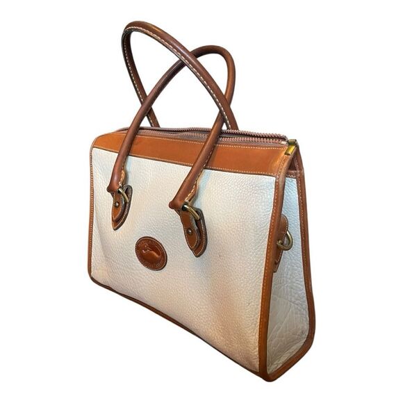 Vintage Dooney & Bourke Gladstone Satchel Elegant Tan Cream Bag All Weather - Picture 1 of 14